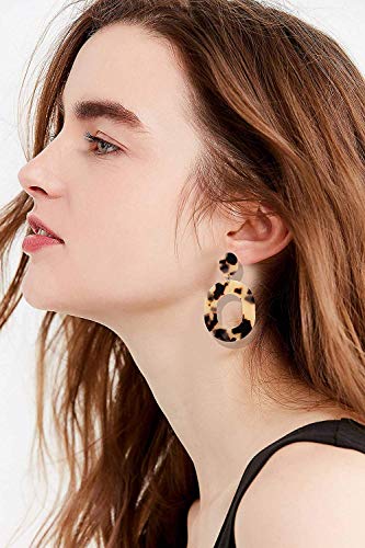 Acrylic Earrings For Women Statement Geometric Earrings Resin Acetate Drop Dangle Earrings Mottled Hoop Earrings Fashion Jewelry - color: A:Leopard