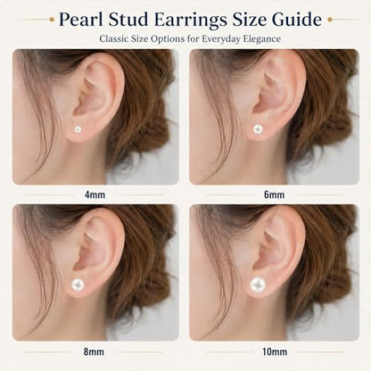 12 Pairs Simulated Pearl Stud Earrings Set for Women Men Beige White Black | 4 6 8 10 mm Faux Pearl Earrings Studs Pack, 316L Surgical Stainless Steel, Hypoallergenic for Sensitive Ears - color: Beige