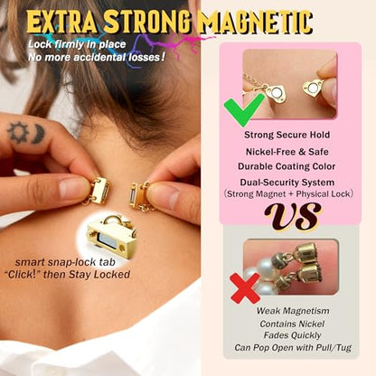 Extra Strong Magnetic Necklace Clasps and Closures, Necklaces Separator for Layering Stacks, Necklace Chain Extenders for Women, Magnet Detangler Clasp Bracelet 8Pcs 16K Gold Plated - color: 8Pcs-16K Gold Plated