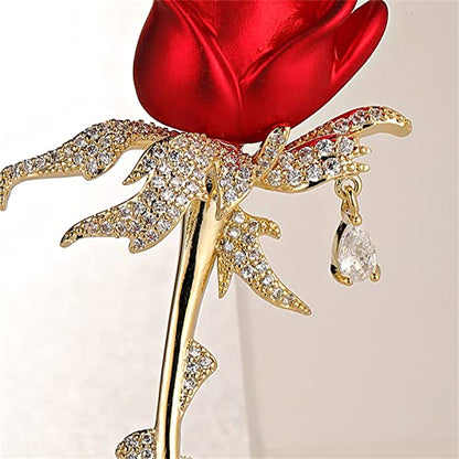 Red Rose Flower Brooches and Pins for Women Costume Jewelry Brooch Pins Broches Jewelry for Women Elegant Lady Pin - style: Red Rose