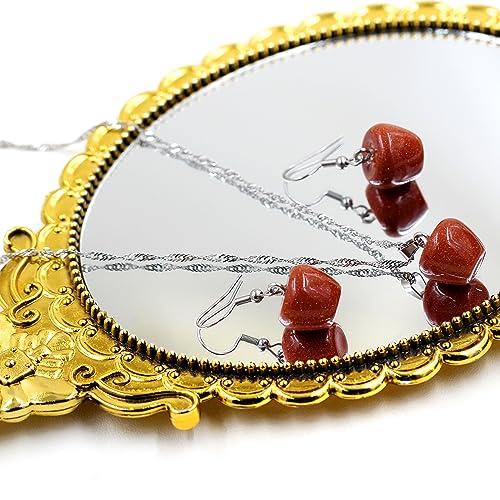 Uloveido Apple Necklace and Earrings Set for Women Cute Apple Jewelry Set for Teacher Mom YL007 - color: Coffee
