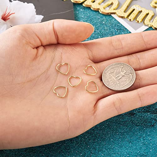 Elecrelive 5pcs 14K Gold Filled Heart Charms Hollow Linking Rings Open Back Bezel Frame Connector for Permanent Jewelry DIY Bracelet Necklace Making - color: Golden-Heart