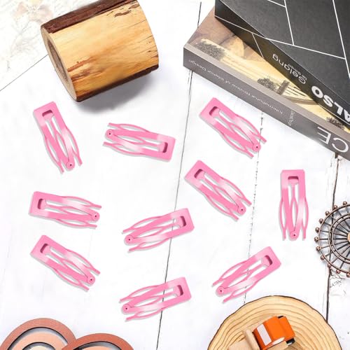 20 Pcs Snap Hair Clips for Women Snap Hair Barrettes Double Grip Hair Clips 3 Prong Clips for Hair Barrettes for Women Girls (Light pink) - color: Light pink