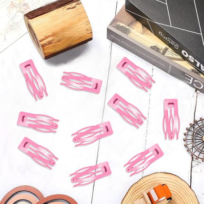 20 Pcs Snap Hair Clips for Women Snap Hair Barrettes Double Grip Hair Clips 3 Prong Clips for Hair Barrettes for Women Girls (Light pink) - color: Light pink