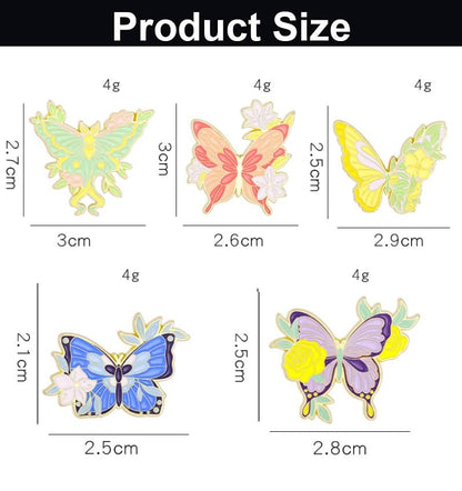 Cute Enamel Pin Set Lapel Pins Brooches Cartoon Brooch Badge Pins for Clothes Bags Backpack for Women - color: Butterfly Set 4