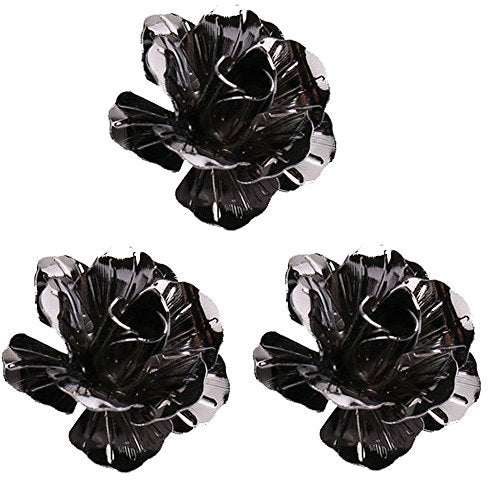 3pcs Men's Brooch Pins Rose Flower Lapel Stick Brooch Pins for Sui - color: Black