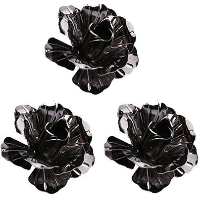 3pcs Men's Brooch Pins Rose Flower Lapel Stick Brooch Pins for Sui - color: Black