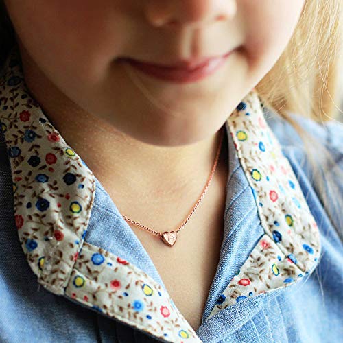 M MOOHAM Sterling Silver Heart Initial Necklace for Girls Women, 925 Sterling Silver Tiny Letter Necklace Birthday Gift for Kids Teen Girl Jewelry - color: Rose Gold, style: S