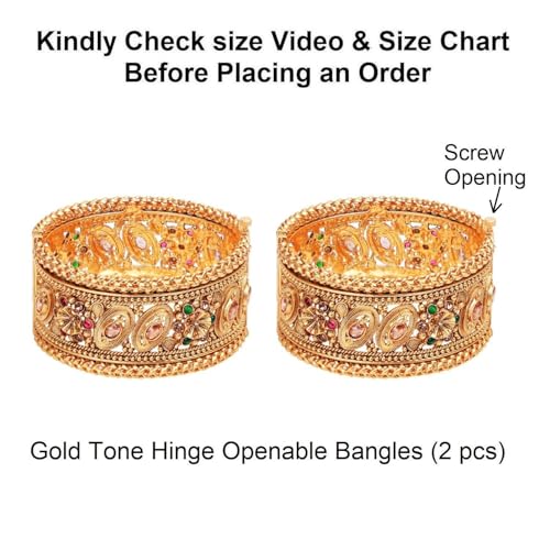 Efulgenz Indian Bridal Jewelry for Wedding Big Broad Bangles Bracelet - size: 2-6