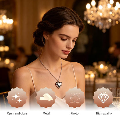 YALLNASL Heart Locket Necklace for Women Men Silver Locket NecklaceS That Holds Pictures Polished Pendant Necklaces for Wife Girlfriend Heart Shaped Neckalce Gift for BFF Sisters - color: silver
