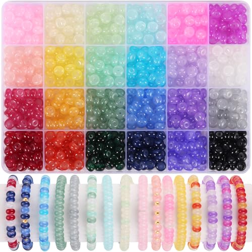 720pcs Abacus Glass Beads for Bracelet, Rondelle Beads for Jewelry Making | 24 Colors Gemstone Crystal Beads Spacer Bead for Bracelet Necklace DIY Crafts Jewelry Making, 5x8mm - color: #1 24 Solid Colors, size: 5X8mm