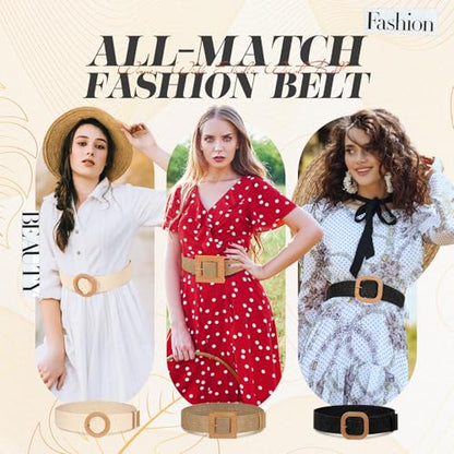 Syhood Woven Belt Dress - color: Black, Khaki, Apricot, size: Fit Waist Size Below 36''