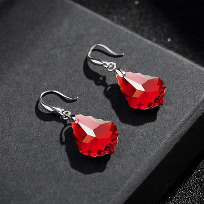 Austrian Crystal Baroque Teardrop Dangle Earrings for Women | 14K Gold-Plated,Hypoallergenic,Brilliant Facets,Fluid Movement,Easy-Wear Fishhook Fit,For Daily Wear And Special Occasions - color: Red