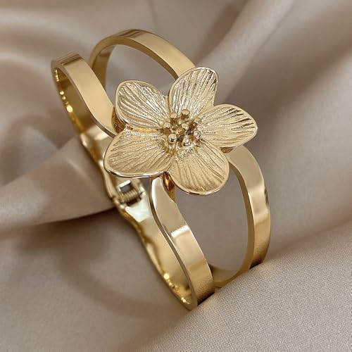 hotoo Gold Plated Bangle Bracelet for Women - style: Flower
