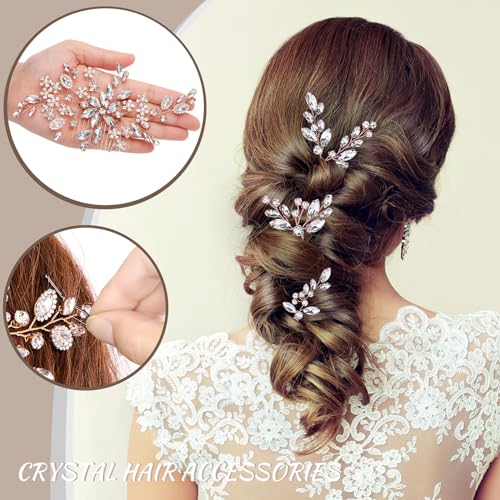 Bridal Hair Accessories Set: Rose Gold Wedding Headpiece, Hair Piece for Brides - color: Rose Gold