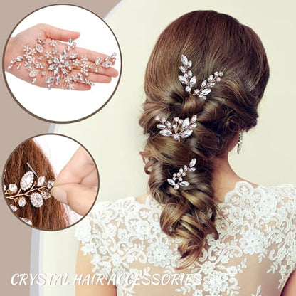 Bridal Hair Accessories Set: Rose Gold Wedding Headpiece, Hair Piece for Brides - color: Rose Gold