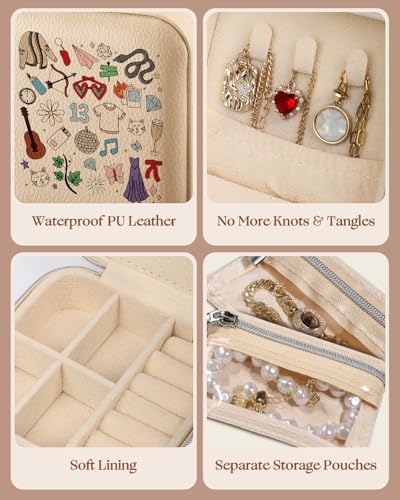 Bistup Travel Jewelry Case - Small Jewelry Organizers and Storage Box for Women Girls Teens Cute Traveling Jewelry Holder with Mirror Little Tiny Compact Modern Unique Aesthetic Pretty, Musician - style: Musician