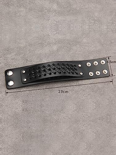 Jeilwiy Punk Leather Wristbands for Men Bracelets Handmade Wide Cuff Bangle Braided Jewelry Black Brown Adjustable - Punk Father's Gifts - color: Handmade Leather Bracelet