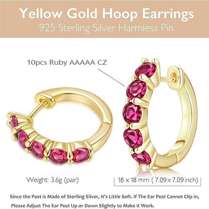 Evabelle Gold Hoop Earrings for Women 14K Real Gold Plated Cubic Zirconia Diamond Hoop Earrings Huggie Hoop Earring Women Earrings Earring for Men 925 Sterling Silver Post Hypoallergenic - color: Hoops 12-Gold and Rose