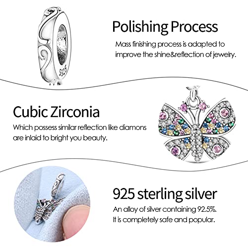Pandach Animal Charm Bead fits Charms Bracelets for Woman-925 Sterling Silver Dangle Pendant Bead,Jewelry Beads Gifts for Women Bracelet&Necklace - style: AAAAA Zirconia Butterfly Pendants
