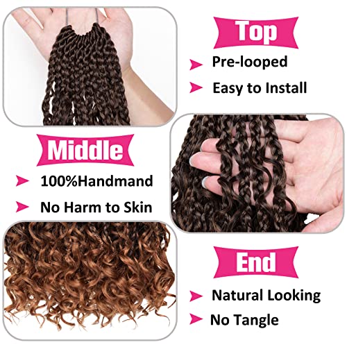 Unionbeauty 8 Packs Boho Box Braids Crochet Hair Goddess Box Braids Crochet Hair Curly Ends Crochet Hair 10 Inch Bohemian Hippie Crochet Braids Synthetic Braiding Hair Extension - color: T30#, size: 10 Inch (Pack of 8)