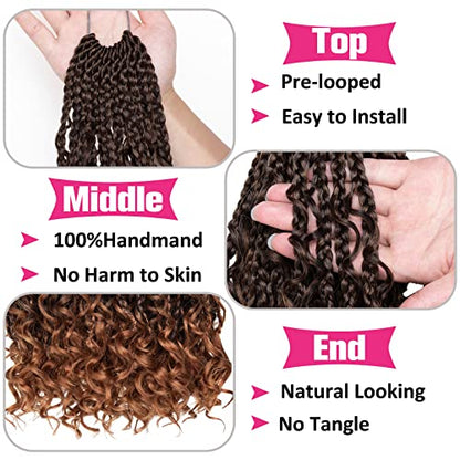 Unionbeauty 8 Packs Boho Box Braids Crochet Hair Goddess Box Braids Crochet Hair Curly Ends Crochet Hair 10 Inch Bohemian Hippie Crochet Braids Synthetic Braiding Hair Extension - color: T30#, size: 10 Inch (Pack of 8)