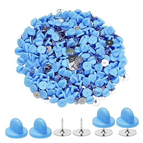 400pcs PVC Rubber Butterfly Clutch Pins Tie Tacks Blank for Uniform Badges Backing Holder Clasp Lapel Enamel Pins(200 Sets),Blue - color: blue