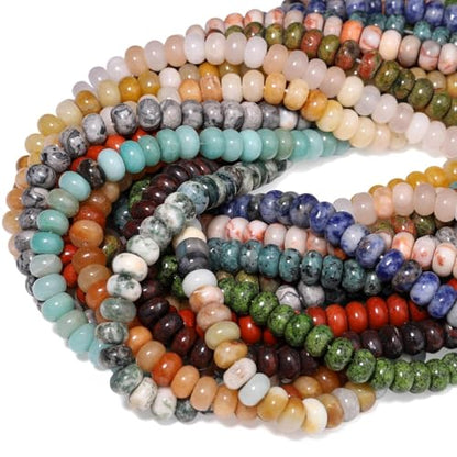 Songxi 5x8mm Natural Blue Amazonite Beads, 75PCS Spacer Round Loose Abacus Beads for Jewelry Making, Gemstone for Bracelet Necklace Earrings, Arts and Crafts - color: Blue Amazonite
