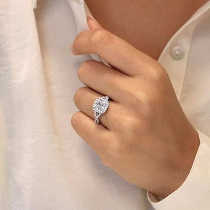 18k White Gold Plated Cubic Zirconia Promise Rings for Her, Halo Engagement Rings,Square Wrap Chain Twisted Arm Ring Cocktail Ring Princess Cut Engagement Eternity Ring for Women Size 6-10（9） - size: 9