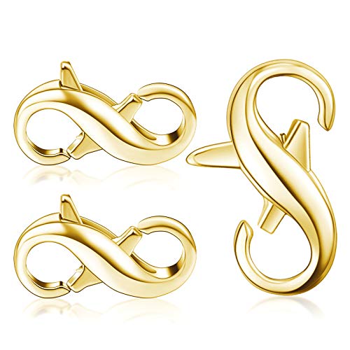Hicarer 3 Pieces Double Lobster Clasp Double Claw Connector Necklace Bracelet Extension Clasp for DIY Women Jewelry Making Repair Kit(0.51 x 0.24 Inch,Golden) - color: Golden, size: 0.51 x 0.24 Inch