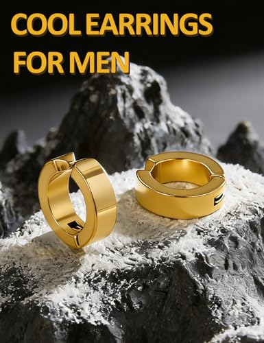 Stainless Steel Mens Womens Clip On Earrings Hoop Huggie Non-Piercing 3 Pairs - color: 1 Pairs(gold)