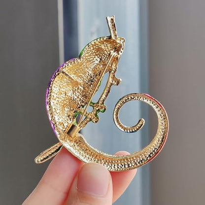 HETICA Animal Brooch for Women, Funny and Cute Flower Brooch Safety Pins Clothing Backpack Hat Decoration Enamel Pins Fashion Women Brooches and Pins Jewelry - style: Chameleon