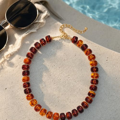 Chunky Beaded Necklace for Women, Colorful Trendy Statement Summer Jewelry Gift - color: necklace-24