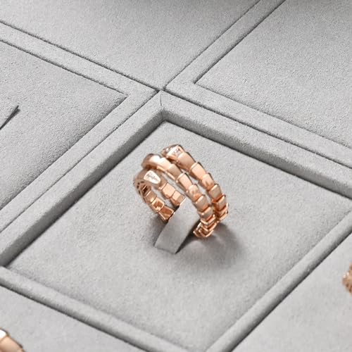 Microfiber 4 Slots Jewelry Ring Display Tray | Rings Display Organizer Tray Gray - size: 5.51" x 5.51" x 0.78"