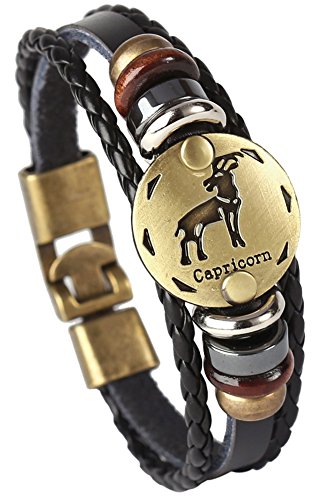 Punk Alloy Leather Bracelet for Constellation Braided Rope Bracelet Bangle - style: Capricorne