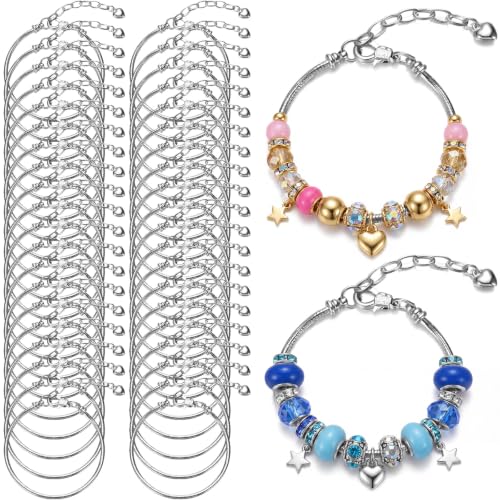 Hicarer 27Pcs Snake Chain Bracelet Charm Bracelets - size: 7.9 Inch