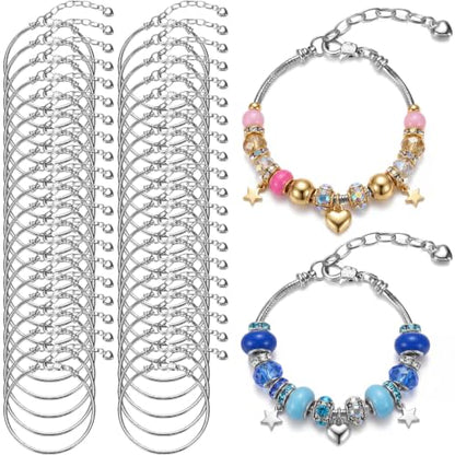 Hicarer 27Pcs Snake Chain Bracelet Charm Bracelets - size: 7.9 Inch