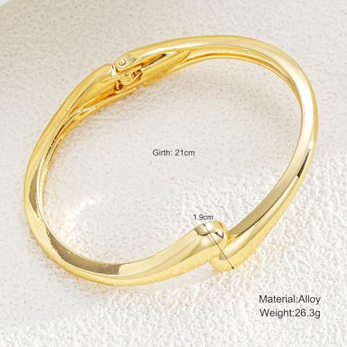 MIFYNN Chunky Gold Bracelet for Women Gold Bangle Bracelet Twisted Hinged Spiraled Oval Bracelets Trendy Irregular Minimalist Open Wide Wrist Cuff Bracelets Statement Jewelry Gift - color: Gold