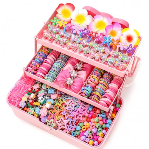 546PCS Hair Accessories Set, Colorful Hair Ties Clips and Bow Hair Styling Kit with Organizer Box