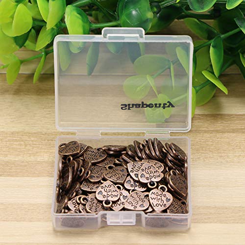 Shapenty 100PCS Mini Metal Beads Heart Shaped “Made with Love” Charms Bulk for DIY Craft Keychain Necklace Pendants Bracelets Earrings Jewelry Making Findings - color: Copper