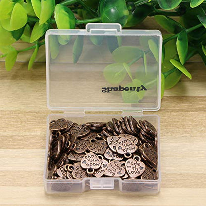 Shapenty 100PCS Mini Metal Beads Heart Shaped “Made with Love” Charms Bulk for DIY Craft Keychain Necklace Pendants Bracelets Earrings Jewelry Making Findings - color: Copper