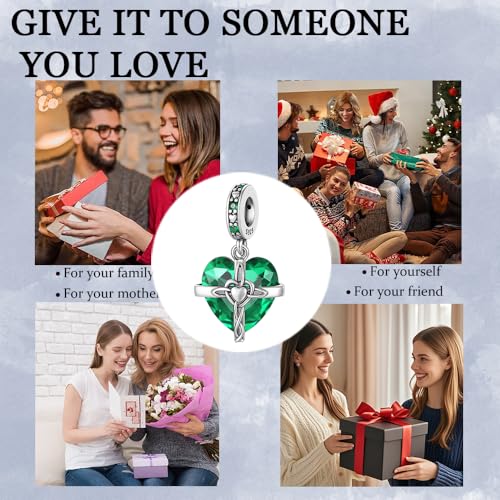 Birthstone Charms 925 Sterling Silver Heart Charms for Bracelets and Necklaces Birthday Day Christmas Gifts For Women - color: E-May