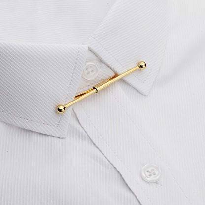 AnotherKiss 6-Pack Tie Collar Bar Pins for Men, Gold Silver Tone | Six gold and silver tone collar bar pins lift the tie knot and add polished style for business, weddings and formal outfits.