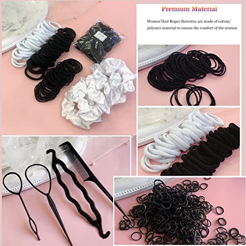 YANRONG 755PCS Hair Accessories for Woman Set Seamless Ponytail Holders Variety Hair Scrunchies Hair Bands Scrunchy Hair Ties 759 Piece Set - color: 755PCS（Black White）