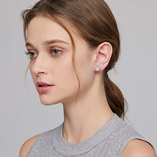 Han han Pearl Stud Earrings for Women 925 Sterling Silver, Pearl Jewelry Gift for Women 8MM-13MM - style: G-Bird Pearl Studs-8mm
