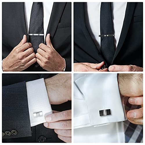 wynameleri Cufflink and Tie Clip Set for Men, 12 PCS Necktie Bars and Cuff Links Formal Business Dress Shirts Buttons Case Packed - color: T0408016