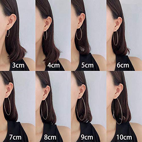 3 Pairs Thin Extra Large Hoop Earrings Set，Fashion Huge Gold Hoops 18k Gold Plated Lightweight Stainless Steel Hoops Big Geometric Round Gold Hoop Earrings Set Minimalist Jewelry for Women - size: 55MM