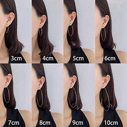 3 Pairs Thin Extra Large Hoop Earrings Set，Fashion Huge Gold Hoops 18k Gold Plated Lightweight Stainless Steel Hoops Big Geometric Round Gold Hoop Earrings Set Minimalist Jewelry for Women - size: 55MM