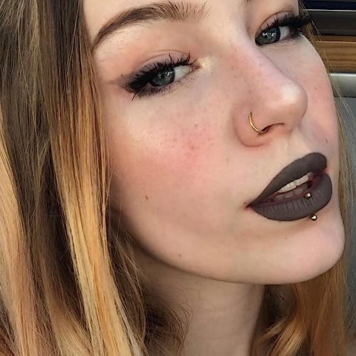 14K Gold Nose Ring Hoop for Women and Men, 6mm/7mm/8mm Tiny Gold Nose Ring Stud Piercing Jewelry, 20G 22G - color: 14k Yellow Gold, size: 20 gauge(0.8mm)-8mm