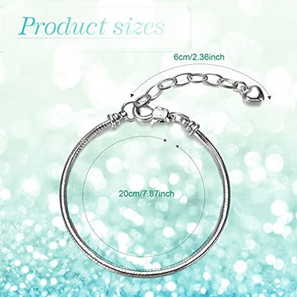 Hicarer 27Pcs Snake Chain Bracelet Charm Bracelets - size: 7.9 Inch